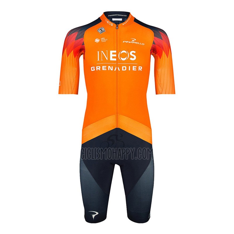 INEOS Grenadiers Cycling Jersey Bib Short 2023 Short Sleeve Orange